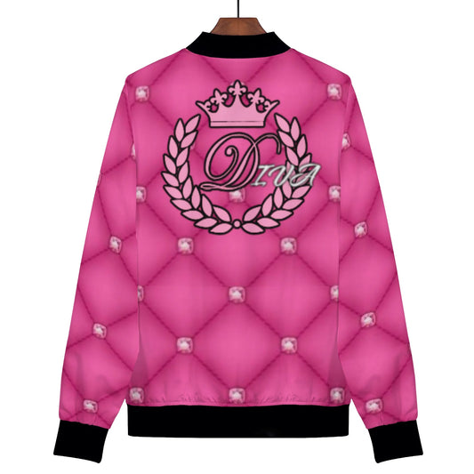 Diva/Crown Logo Print Bomber Jacket